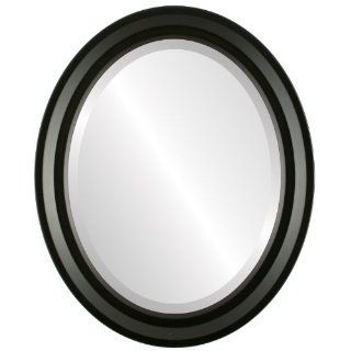 Modern wood Oval Beveled Wall Mirror in a Black Newport style Matte Black Frame 15x19 outside dimensions   Wall Mounted Mirrors