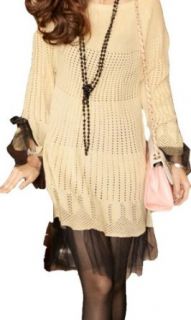 Knitted Sweater Princess Gauze Lace Placed Sweater Dress at  Womens Clothing store: Cardigan Sweaters