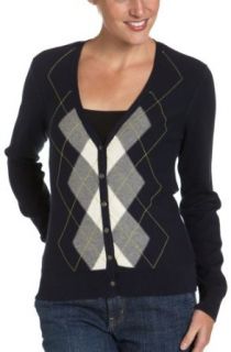 IZOD Womens Long Sleeve Vee Neck Cardigan with Placed Argyle, Sailor Navy, Large at  Womens Clothing store: Cardigan Sweaters