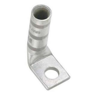 Panduit LCB350 78F X Code Conductor Lug, One Hole, Long Barrel, 90 Degree Angle, 350kcmil Copper Conductor Size, 7/8" Stud Hole Size, Red Color Code, 2 5/16" Wire Strip Length, 0.17" Tongue Thickness, 1.28" Tongue Width, 2.24" Neck