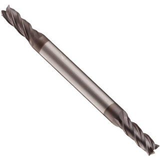 Niagara Cutter 89130 High Speed Steel (HSS) Square Nose End Mill, Double End, Inch, TiCN Finish, Roughing and Finishing Cut, Non Center Cutting, 35 Degree Helix, 4 Flutes, 2.25" Overall Length, 0.125" Cutting Diameter, 0.188" Shank Diameter: