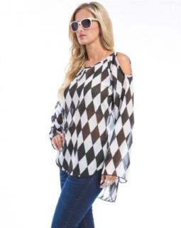 MOD Plus Women's Harlequin Print Plus Size Tunic Top Black & White XL(P0617) at  Womens Clothing store
