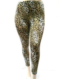 YUMMY PLUS YP 1194 Leggings LIGHT BROWN CHEETAH WOMENS PLUS Size SKINNY LEG 1X   2X   3X Made in U.S.A (1X) at  Womens Clothing store