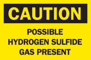 Brady 84317 Self Sticking Polyester, 7" X 10" Caution Sign Legend "Possible Hydrogen Sulfide Gas Present" Industrial Warning Signs