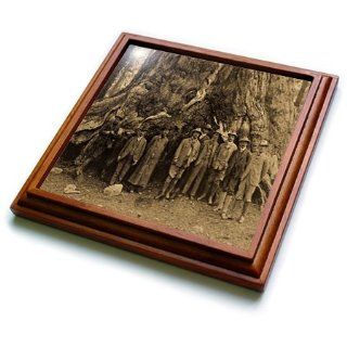 trv_16240_1 Scenes from the Past Stereoviews   Teddy Roosevelt and John Muir Beneath a Redwood Tree Sepia   Trivets   8x8 Trivet with 6x6 ceramic tile: Kitchen & Dining