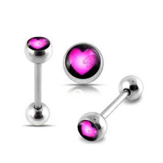 Heat Logo Tongue Ring. 14Gx9/16(1.6x14mm) 316L Surgical Steel Barbell with 6/6mm Ball Tongue Piericng jewelry. Price per 1 Piece only.: Body Piercing Barbells: Jewelry