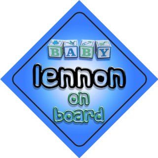 Baby Boy Lennon on board novelty car sign gift / present for new child / newborn baby : Child Safety Car Seat Accessories : Baby