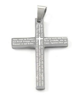 New Stainless Steel The Lords Prayer Cross Design Pendant With German Scripture & Free Chain   Length 23.6" + UK Shipped Within 24hrs Of Order Placed + Gift Packaging Included!: Jewelry