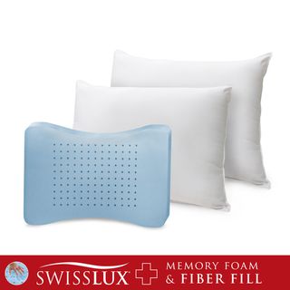 Comfort Curve Cotton Cover Foam Center Memory Loft Pillows (Set of 2) SwissLux Memory Foam Pillows