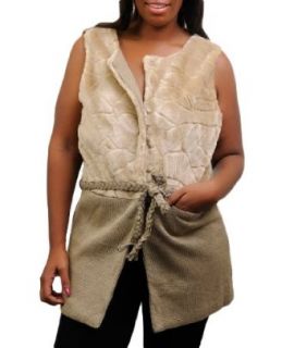 Plus Size Khaki Faux Fur Vest at  Womens Clothing store: Fur Outerwear Vests