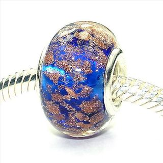 Silverplated 'Sandy Beach' Murano style Glass Beads (Set of 3) West Coast Jewelry Loose Beads & Stones