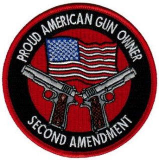 Proud American Gun Owner Second Amendment Embroidered Patch 1911 New Pistol Version: Clothing