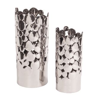 Bright Nickel Plated Ceramic Coin Vases (Set of 2) Vases