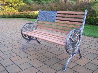 Oakland Living Proud American Bench, Antique Pewter  Outdoor Benches  Patio, Lawn & Garden