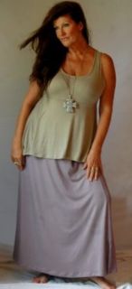 TAUPE SKIRT MAXI LYCRA   FITS   2X 3X 4X   D104 LOTUSTRADERS at  Womens Clothing store