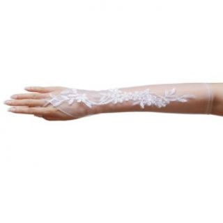 ZaZa Bridal Floral Embroidered Sheer Fingerless Gloves Slip on Chiffon textured at  Womens Clothing store: Cold Weather Gloves