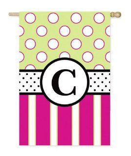 Decorative Garden Flag   Double Sided, Letter C  Outdoor Flags  Patio, Lawn & Garden