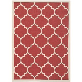 Safavieh Indoor/ Outdoor Courtyard Trellis pattern Red/ Bone Rug (4' x 5'7) Safavieh 3x5   4x6 Rugs