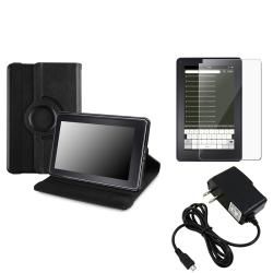 Black Leather Swivel Case/ Charger/ Protector for  Kindle Fire BasAcc Tablet PC Accessories