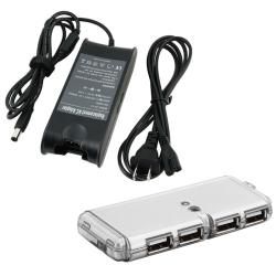 BasAcc Travel Charger/ 4 port LED USB 2.0 Hub for Dell Inspiron 1501 BasAcc Laptop AC Adapters