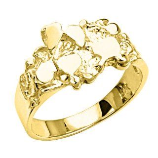 14K Yellow Gold Fashion Nugget Ring Band for Women: The World Jewelry Center: Jewelry