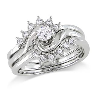Miadora 14k White Gold 1/4ct TDW Diamond Bridal Ring Set (G H, I1 I2) Miadora One of a Kind Rings