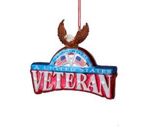 4.25" Patriotic "Proud to be a United States Veteran" Glass Christmas Plaque Ornament   Decorative Hanging Ornaments