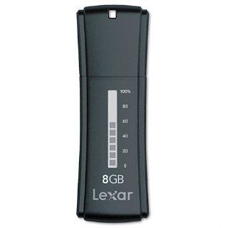 Lexar Products   Lexar   JumpDrive Secure II Plus USB Flash Drive, 8GB   Sold As 1 Each   10 bar capacity meter.   Pre loaded with advanced security software.   Create multiple password protected areas per drive.   File Shredder feature completely deletes 