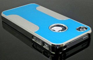 For Apple Iphone 4 4s Chrome Blue On Silver Plastic Hard Case Accessories: Cell Phones & Accessories