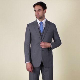Karl Jackson Grey plain weave regular fit 2 button jacket