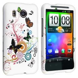 White/ Buttefly Flower Snap on Rubber Coated Case for HTC Desire HD BasAcc Cases & Holders