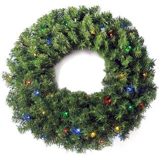 Multi color LED Light Pine Wreath Seasonal Decor
