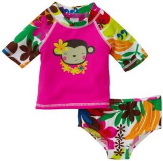 Carter's Baby girls Infant 2 Piece Rash Guard Set, Fuchsia, 24 Months: Clothing