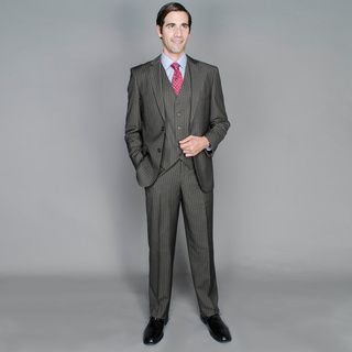 Men's Brown Stripe 2 button Vested Suit Suits