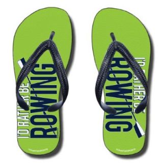 Flip Flops I'd Rather Be Rowing on Lime Green: Sandals: Shoes