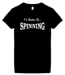 Women's Funny T Shirt (ID RATHER BE SPINNING) Ladies Shirt: Clothing