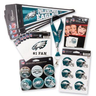 Philadelphia Eagles Fan Pack   Tattoos Decals Buttons Lanyards Magnets & Pennants   Football Tailgating Party Supplies   30 items per pack : Sports Related Tailgating Fan Packs : Sports & Outdoors