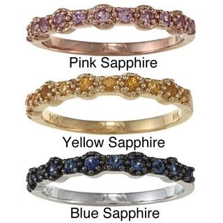14k Yellow Gold Colored Sapphire Band (1/3ct TGW) Gemstone Rings