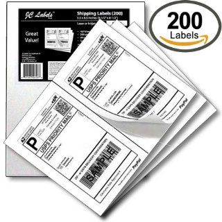 JC Labels 200 Half Sheet Shipping Labels for Laser/InkJet for , PayPal, USPS Click n Ship, UPS 5 1/2" x 8 1/2" (Same size as Avery 5126)  Half Sheet Mailing Labels 
