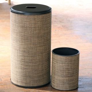 1530 Lamont Home Multi Brown Roxie Round Hamper And Wastebasket Set