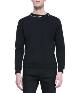 Mens Zip Collar Sweatshirt, Black   Saint Laurent   Black (MEDIUM)