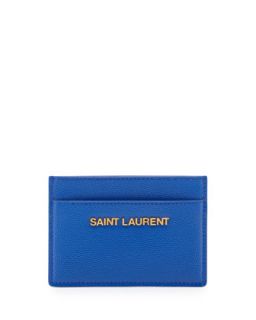 Letters Credit Card Case, Bleu Major   Saint Laurent   Bleu major