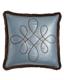 Blue Pillow with Braid Scrollwork, 20Sq.