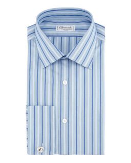 Mens Tonal Stripe Dress Shirt, Blue   Charvet   Blue (16.5R)