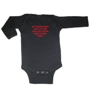 So Relative! My Godmother Says I'm The Coolest Baby Long Sleeve Bodysuit: Clothing