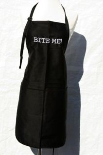 Black Embroidered Apron "Bite Me": Clothing
