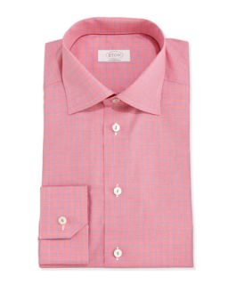 Mens Micro Houndstooth Twill Dress Shirt, Red/Blue   Eton   Red (17)
