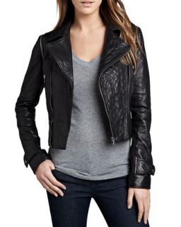Womens Quilted Panel Convertible Leather Jacket   Cusp by Neiman Marcus  