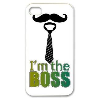 SAYING Like A Boss Iphone 4 4S Case I AM The Boss With Mustache Cases Cover at abcabcbig store: Cell Phones & Accessories