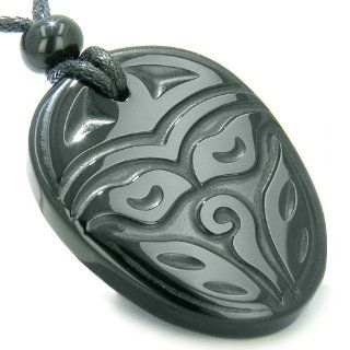 Amulet Ancient Tibetan Buddha All Seeing Third Wisdom Eye Lucky Charm Black Onyx Spiritual Protection Hand Carved Pendant Necklace: Best Amulets: Jewelry